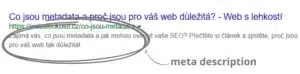 Meta description - Co jsou metadata